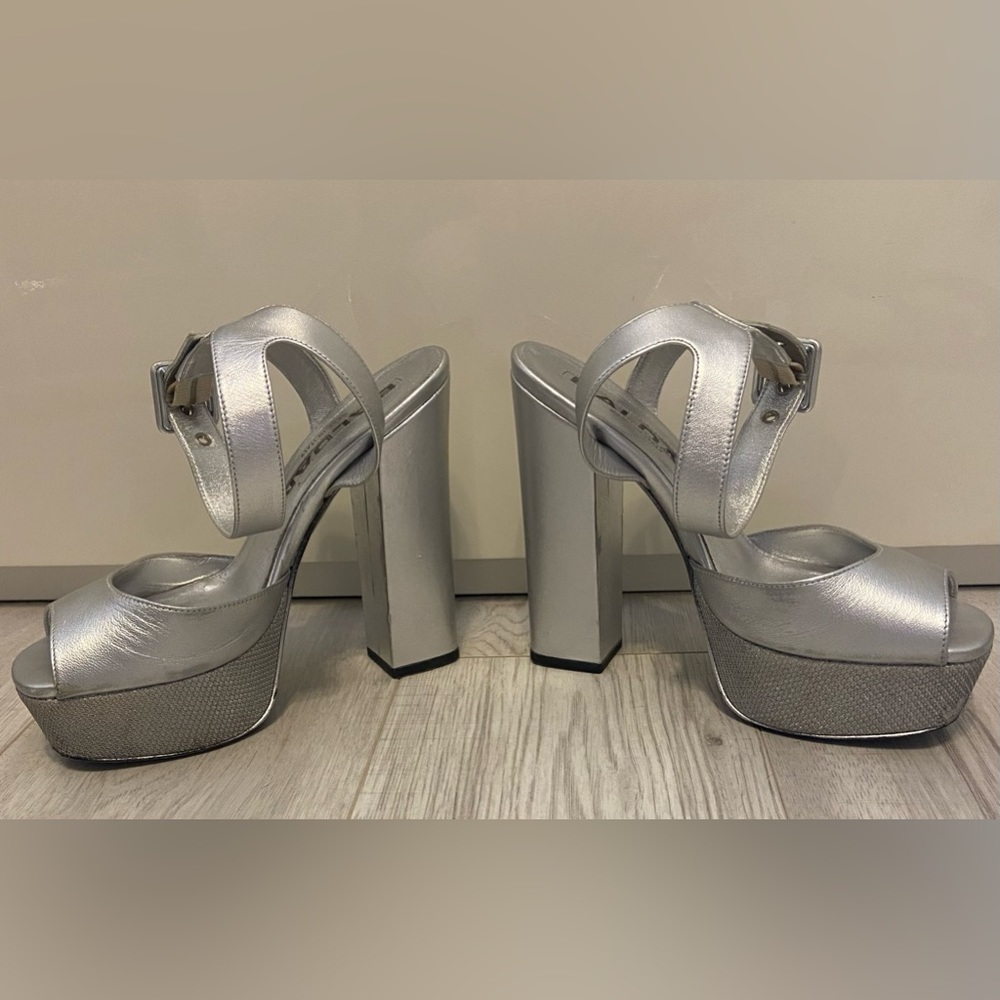 Baldan Leather Platform Sandals 5.5” Heels Shoes Sz 37 ~Light signs of preloved